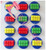 Pack of 12 Lego inspired edible cupcake toppers featuring colourful building brick designs in red, yellow, green and blue.