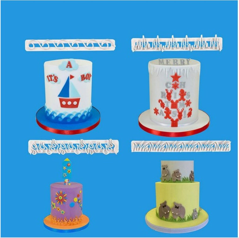 4 Piece Natural Elements Fondant Strip Cutter Set