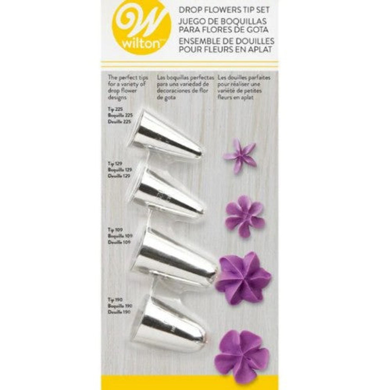 Wilton Drop Flower Piping Tips. Set of 4 Tips