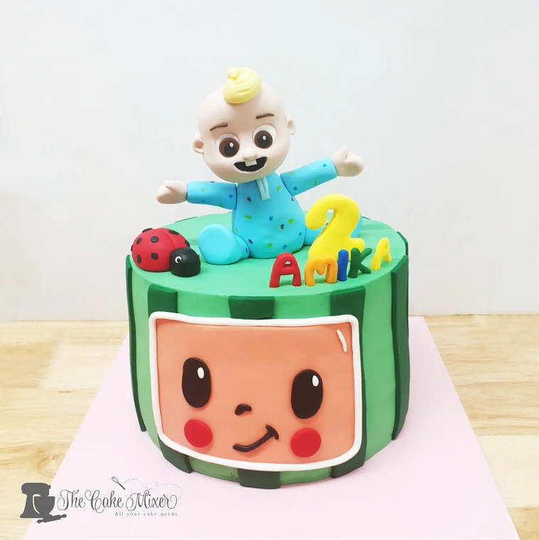 Cocomelon Theme Birthday Cake