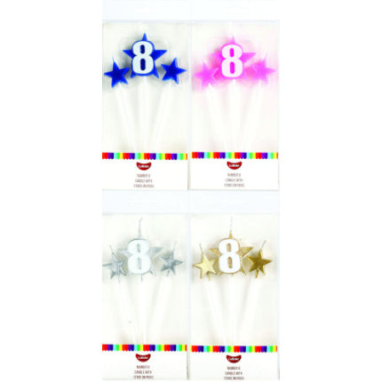Go Bake Number 8 Candle With Stars on Picks