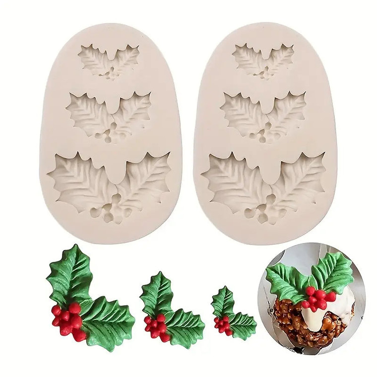 Christmas Holly Leaf Silicone Mould - The Cake Mixer