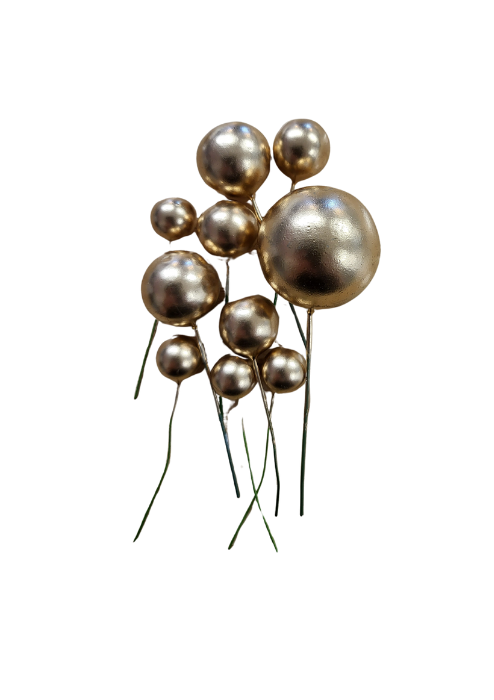 Gold ball cake decorations non edible metallic wired mix
