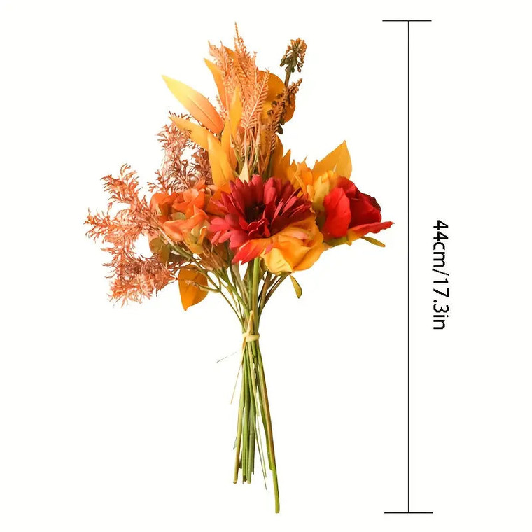 Autumn bouquet artificial flowers for cake decoration in warm tones