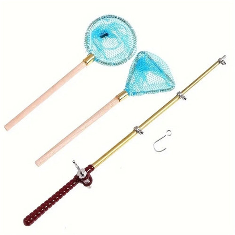 Mini Fishing Rod & Nets Cake Decoration