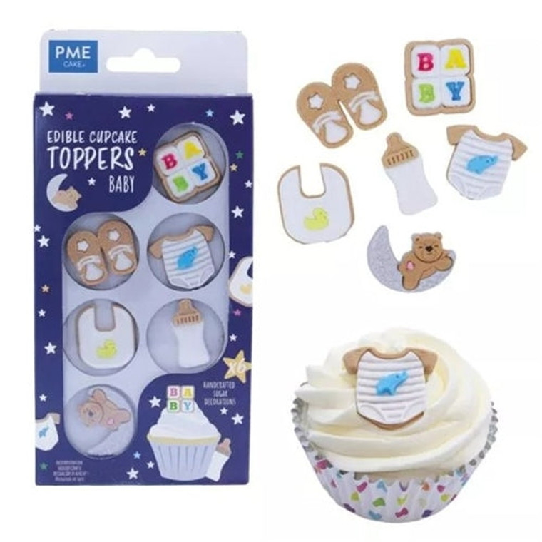 Baby Shower Edible Cupcake Toppers - 6 Pack