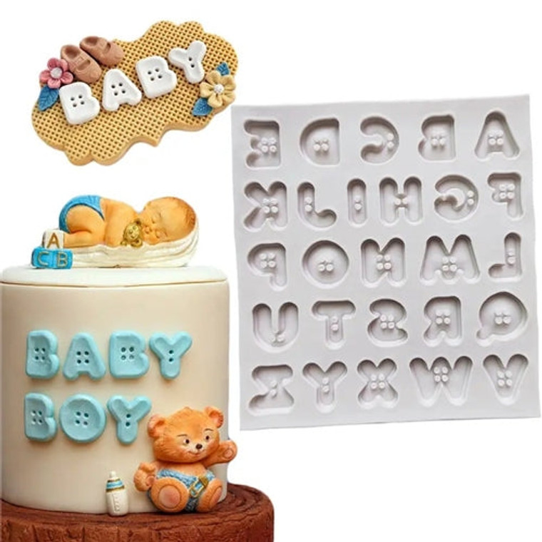 Cute as a Button Alphabet Silicone Mould