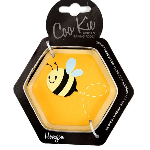 Hexagon shaped cookie cutter used for cutting cookies and fondant shapes