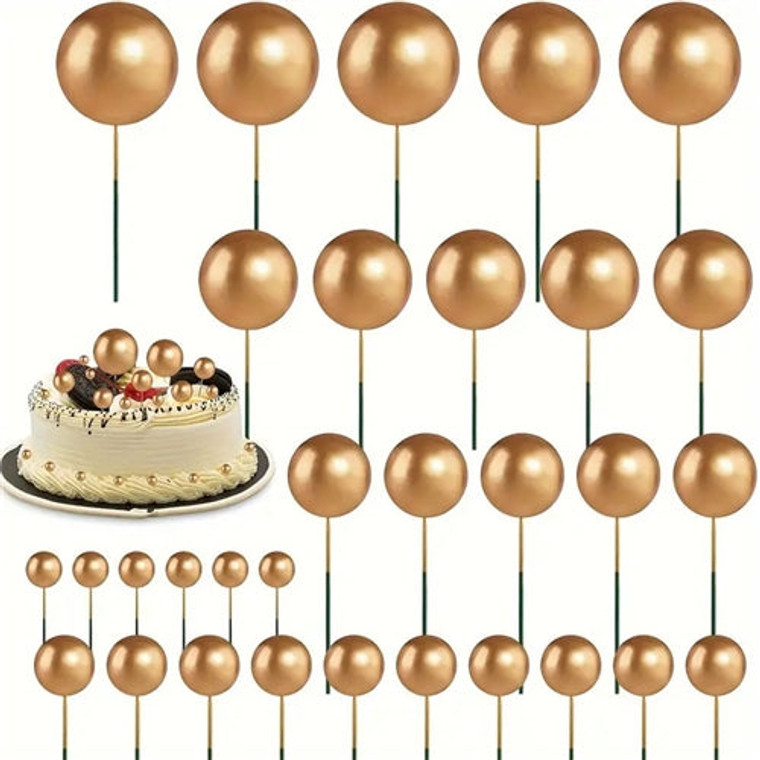 Gold Balls Cake Decorations x50