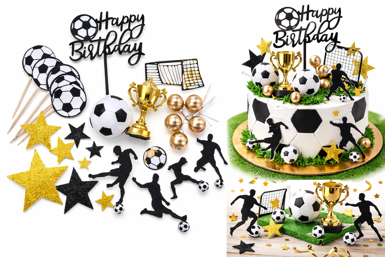 Soccer Cake Topper Set NZ – Football Birthday Decoration Kit