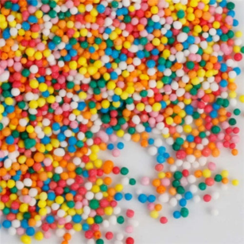 Rainbow 100s and 1000s sprinkles in a 35gm resealable pack for decorating cakes, cupcakes, cookies and desserts.