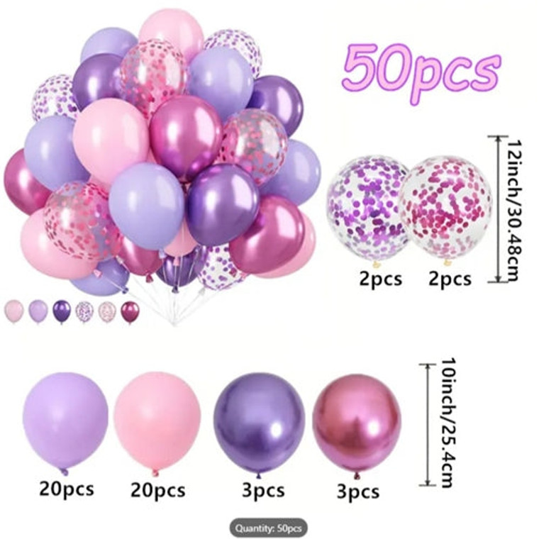 Pink/ Purple Balloon Set - 50 Pieces