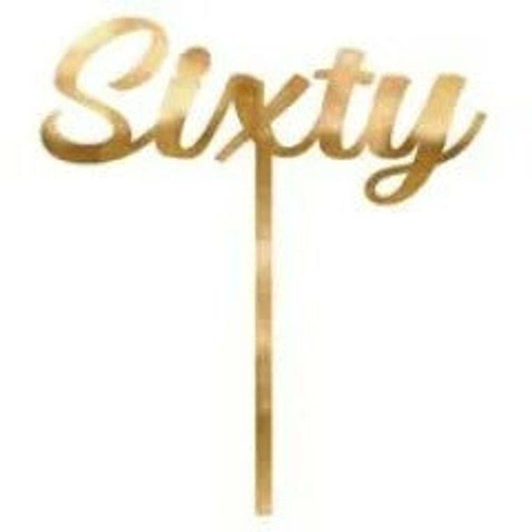 Sixty Gold Acrylic Cake Topper. Stunning