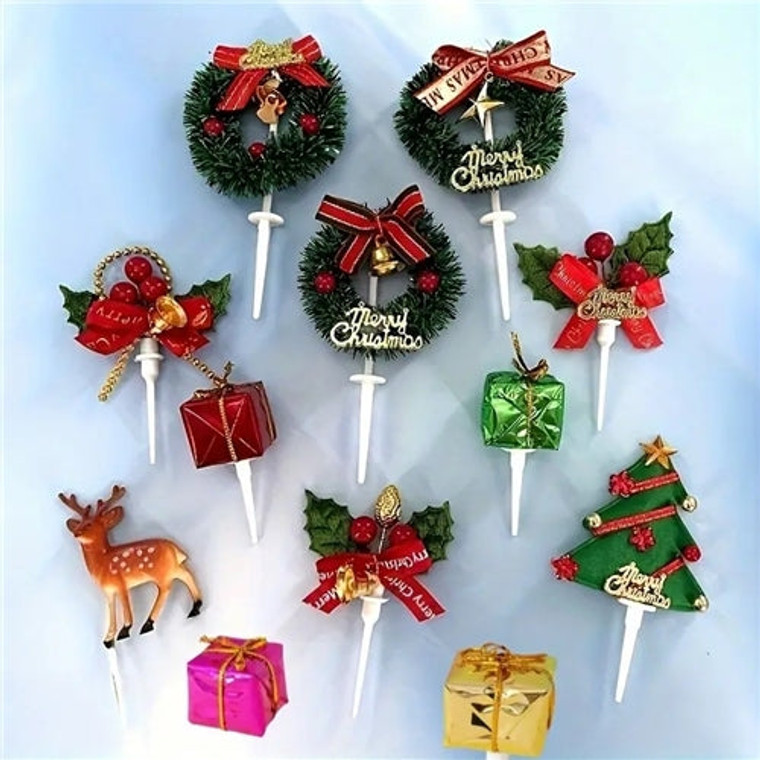 12 Piece Christmas Cake Topper Set