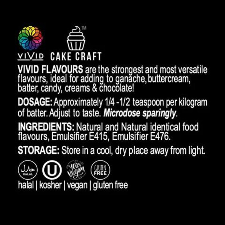 Vivid Raspberry Flavour Fusion Baking Emulsion, 21ml bottle with product information for baking and flavoring essentials.