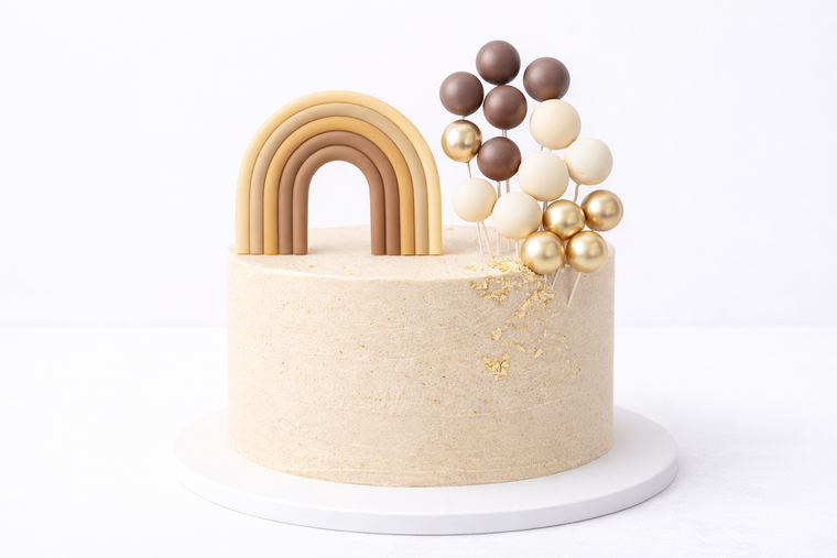Neutral Rainbow Ball Cake Decorations Set