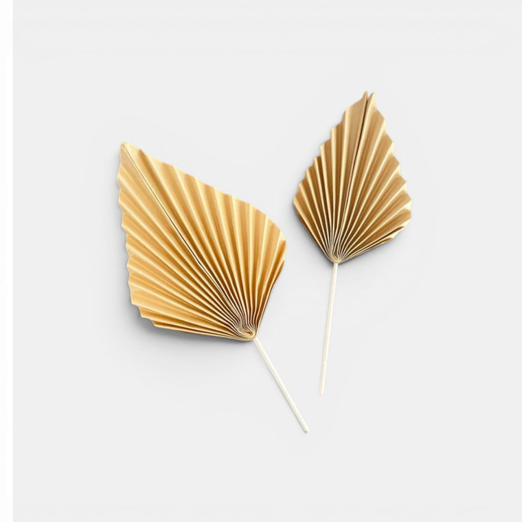 Cream pleated palm leaf cake toppers for neutral, boho, wedding, birthday and celebration cake decorating