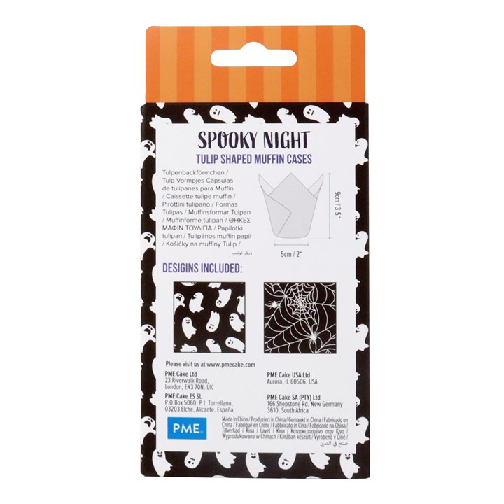PME Spooky Night Halloween tulip muffin cases 24 pack with ghost and spider web designs