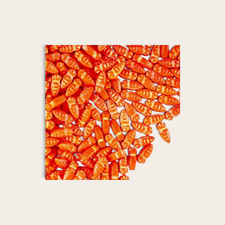 Carrot Sprinkles 30g orange carrot-shaped cake and cupcake decorations