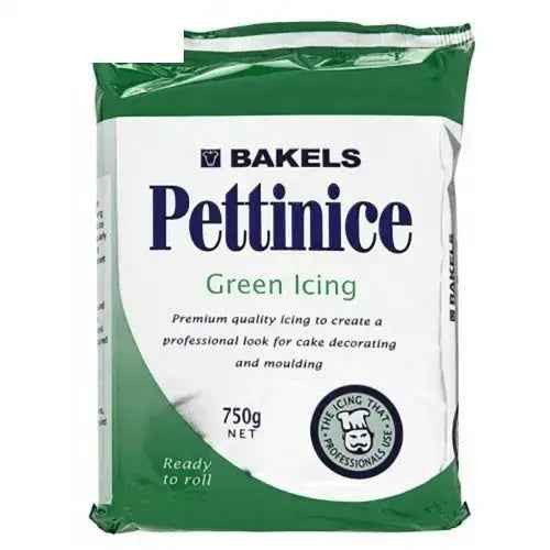 Bakels Pettinice Green Fondant 750g ready to roll icing for cake decorating, fondant cakes and edible modelling.