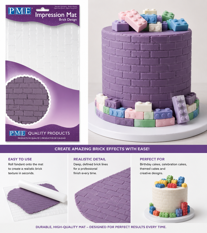 PME Brick Impression Mat for creating brick wall texture in fondant and modelling paste