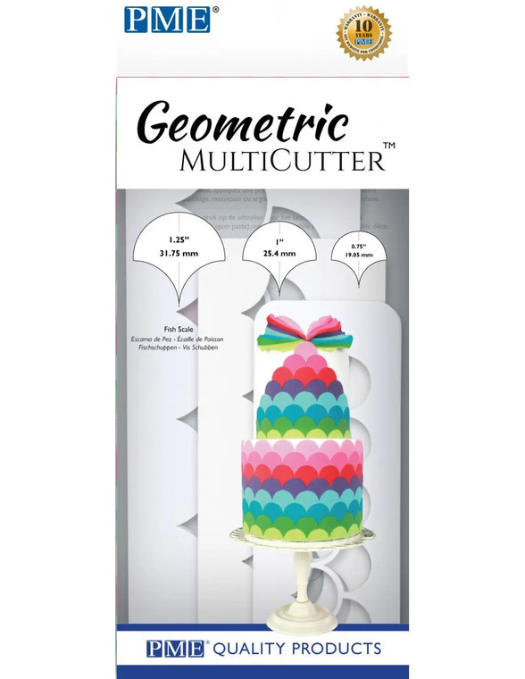 PME Geometric MultiCutter Fish Scale cutter for creating mermaid scales, fish scales and textured fondant cake decorations.