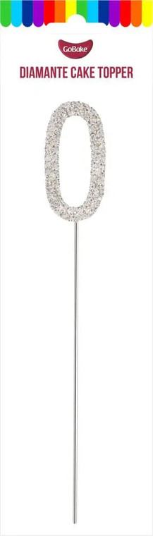 Number 0 Silver Diamante Cake Topper. Glitz and Glamour