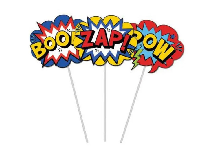 Super Hero card Cake Toppers. Set of 3