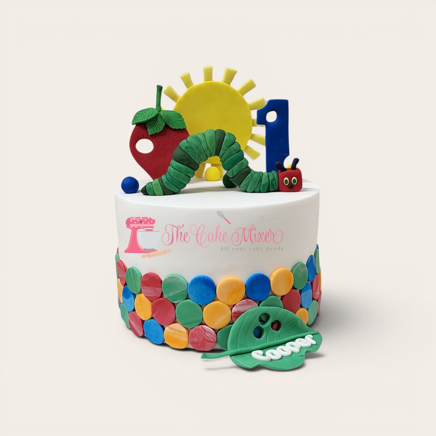 1st birthday hungry caterpillar fondant cake.jpg