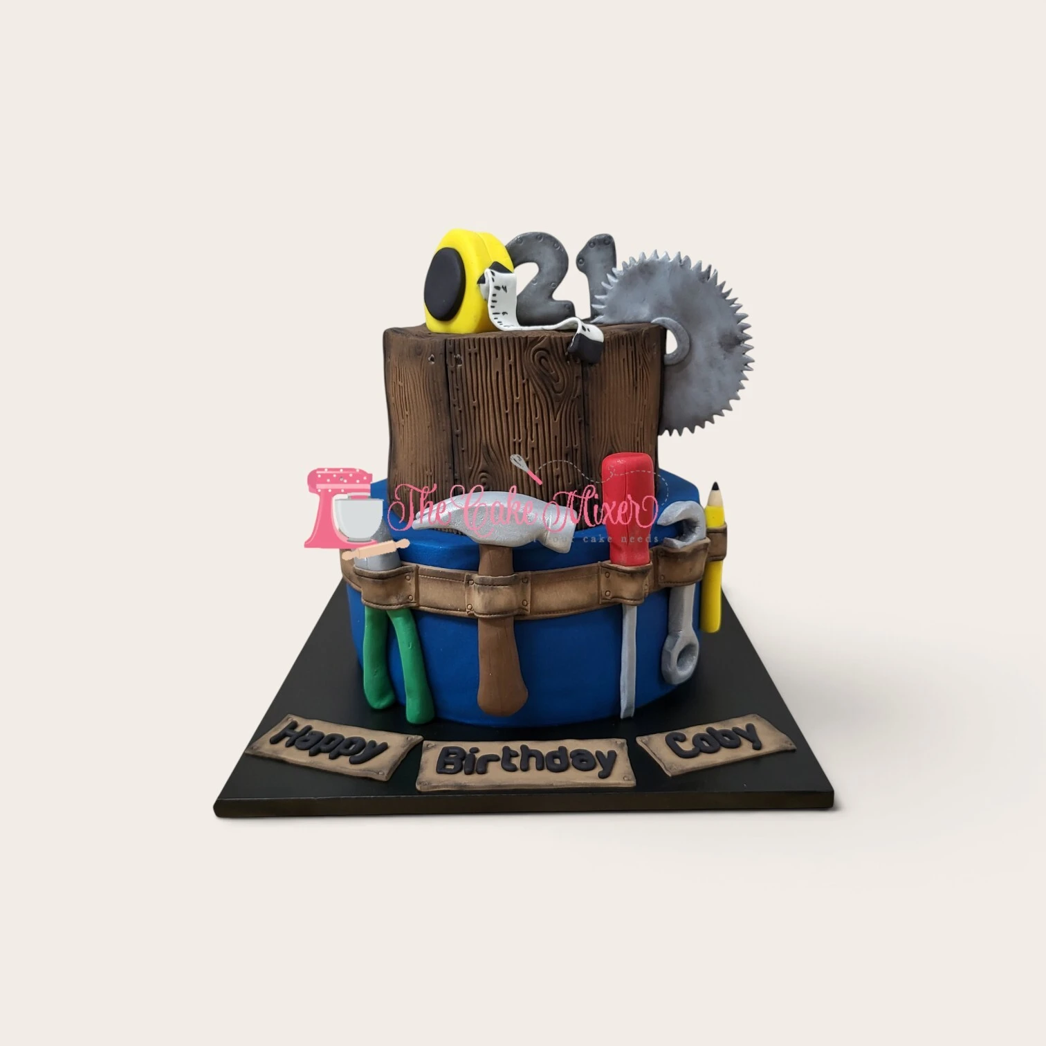 21st birthday builder theme cake.jpg