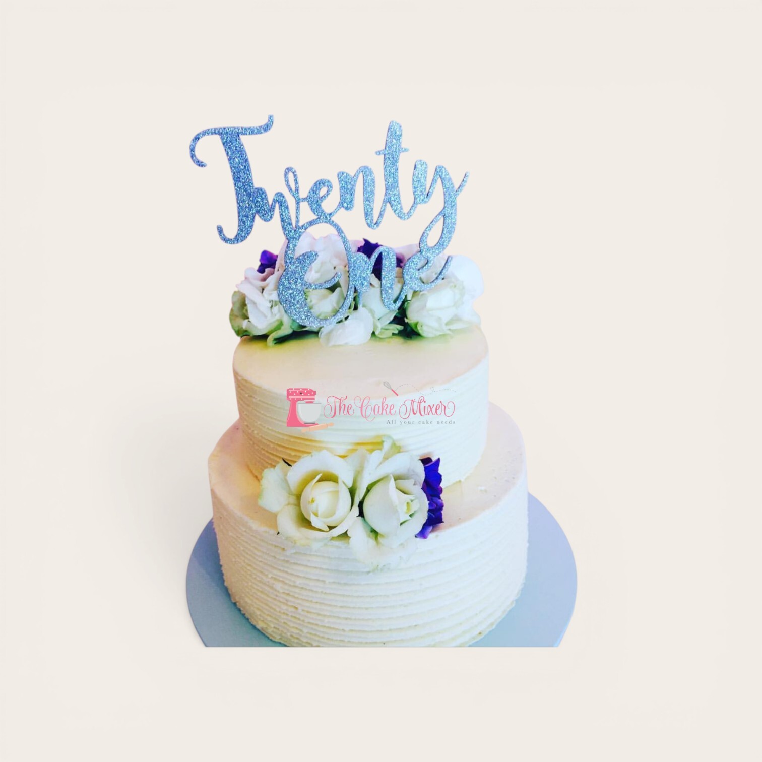 21st birthday cake with fresh flowers.jpg