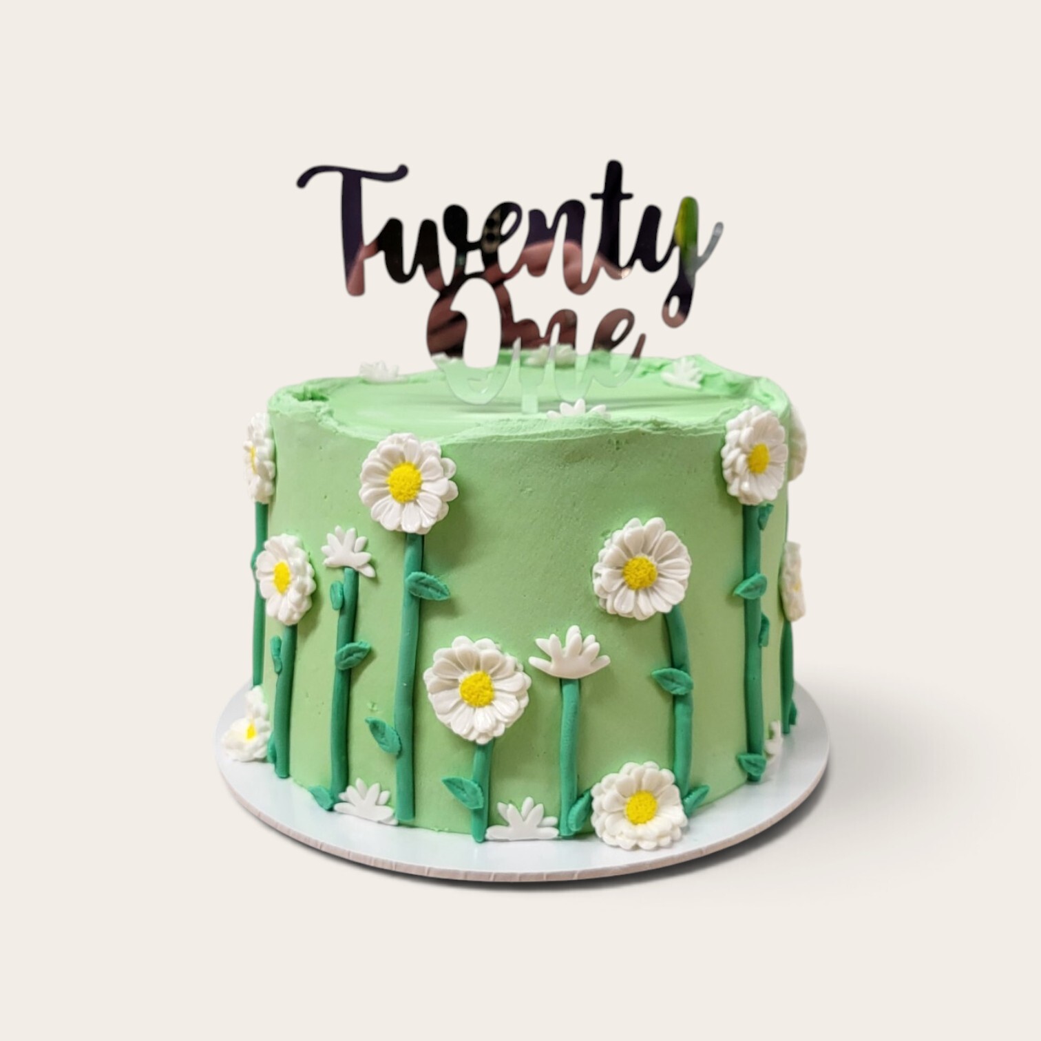 21st green flower cake.jpg