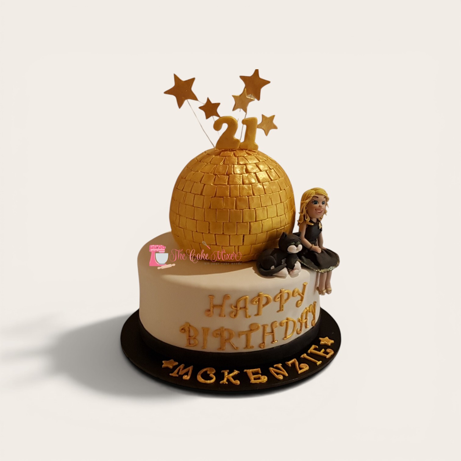 21st mirror ball birthday cake.jpg