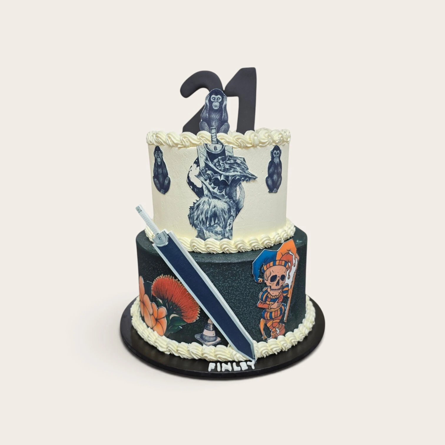 21st tattoo theme cake.jpg