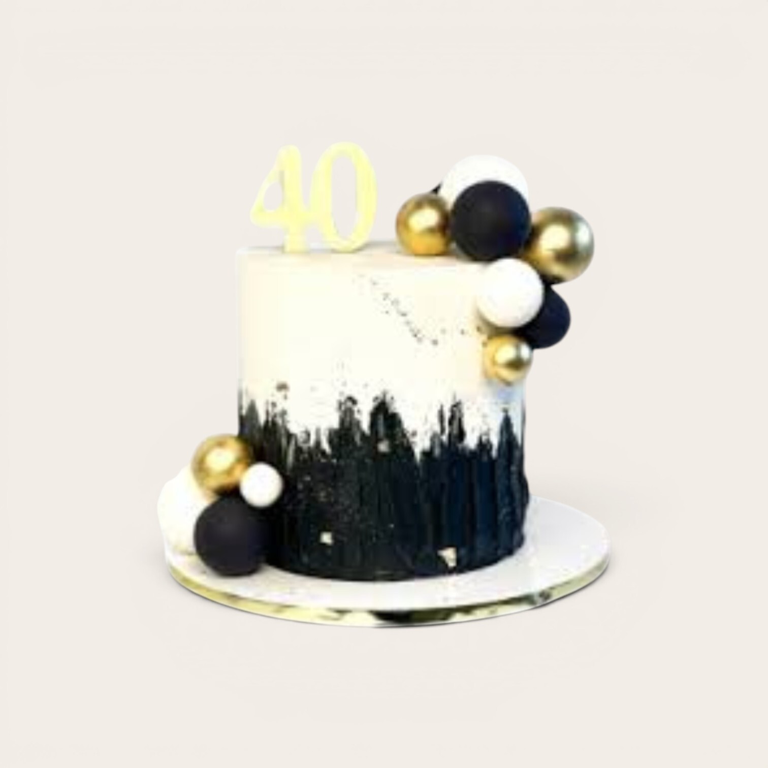 black white gold 40th birthday cake.jpg