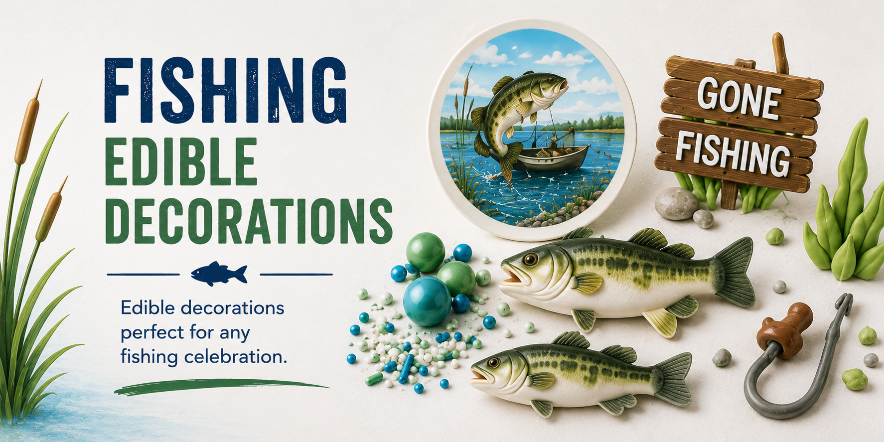 Fishing edible cake decorations