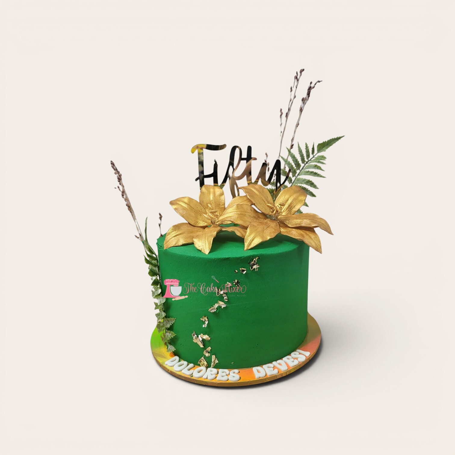 gold green flower cake.jpg