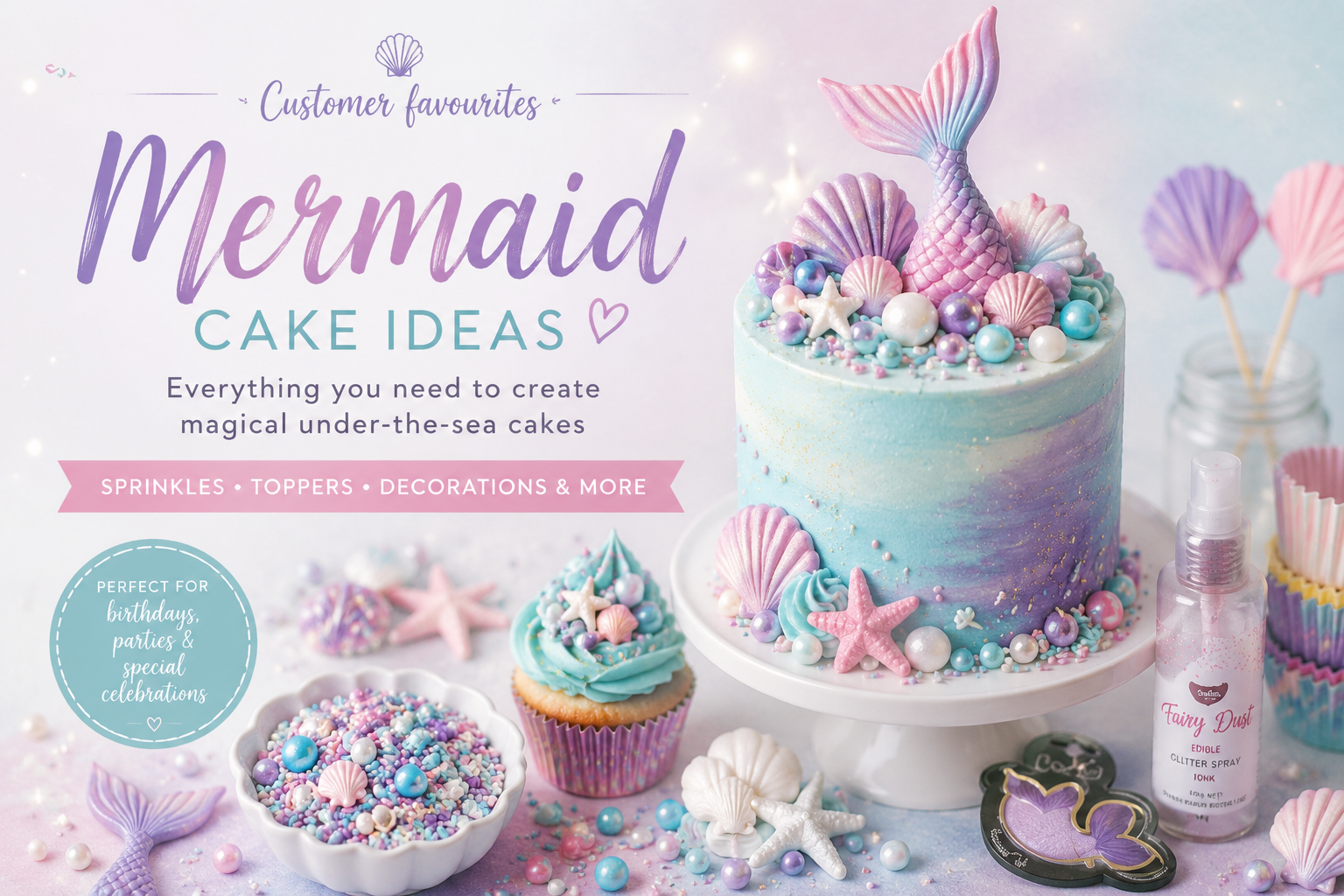 mermaid theme cake decorating supplies