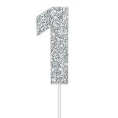 Silver Number 1 Card Cake Topper - The Cake Mixer