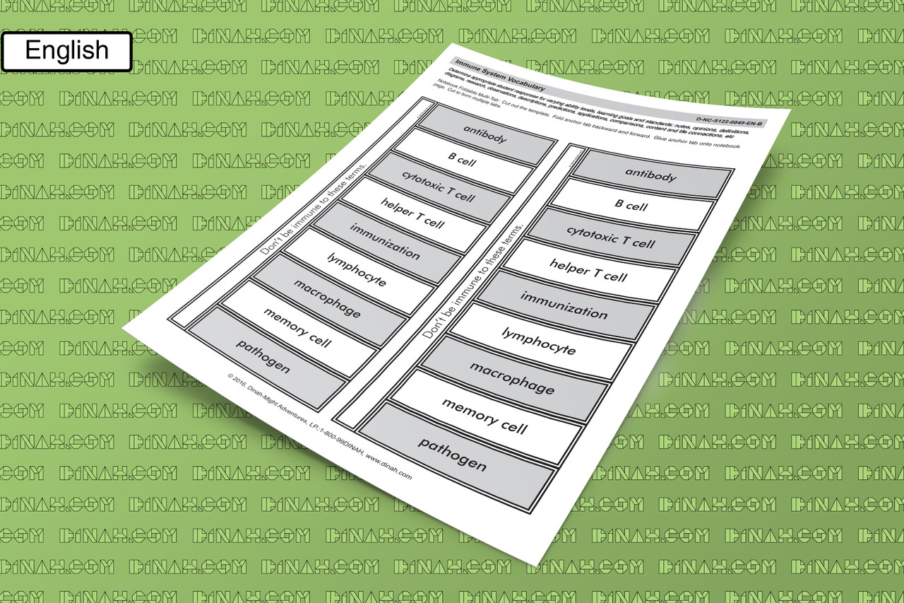 Immune System Vocabulary Dzdownloadablefoldables immune-system-vocabulary-dzdownloadablefoldables