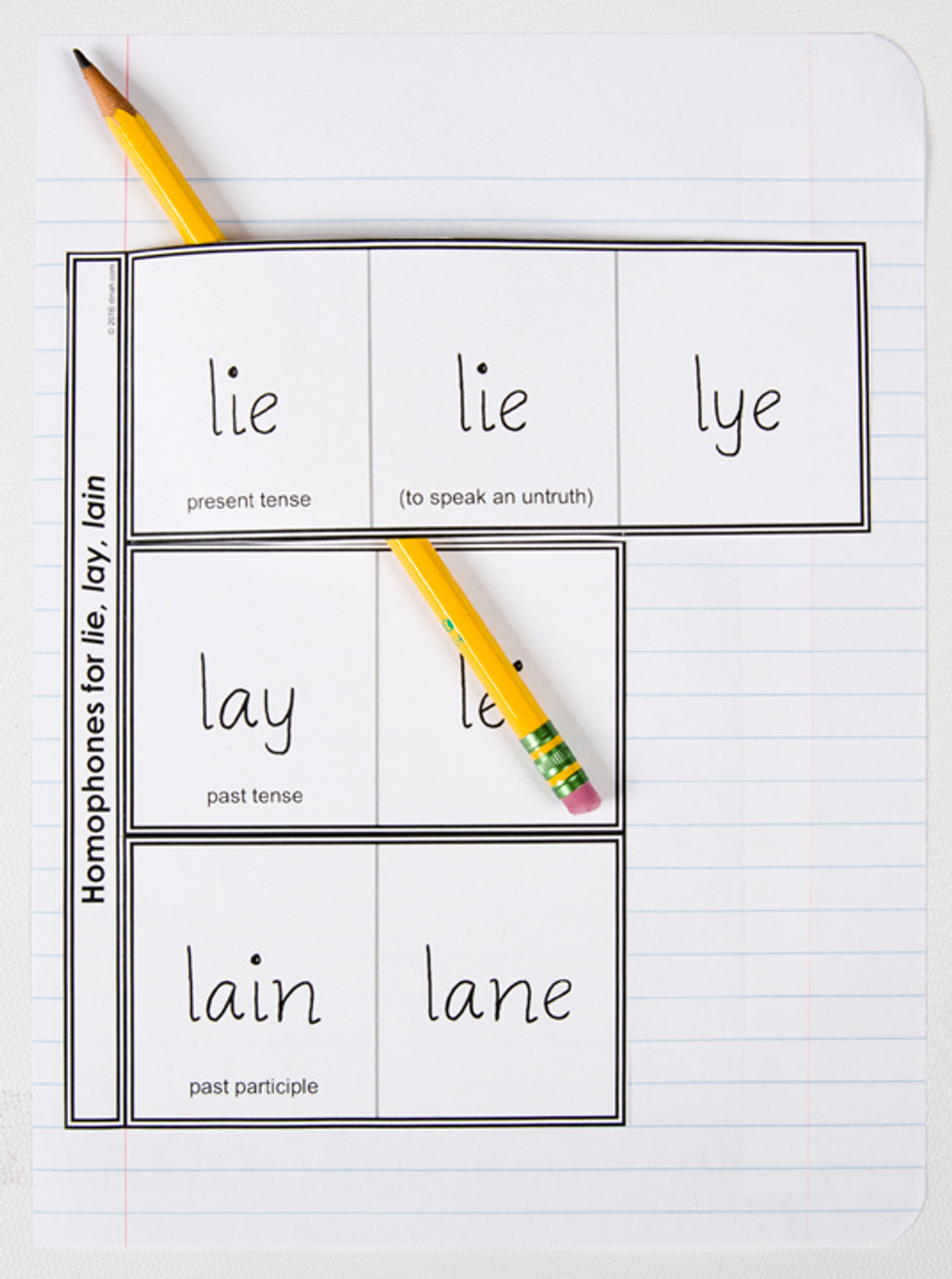 D-NC-L110-0054-EN-B-Homophones: lie, lay, lain notebook
