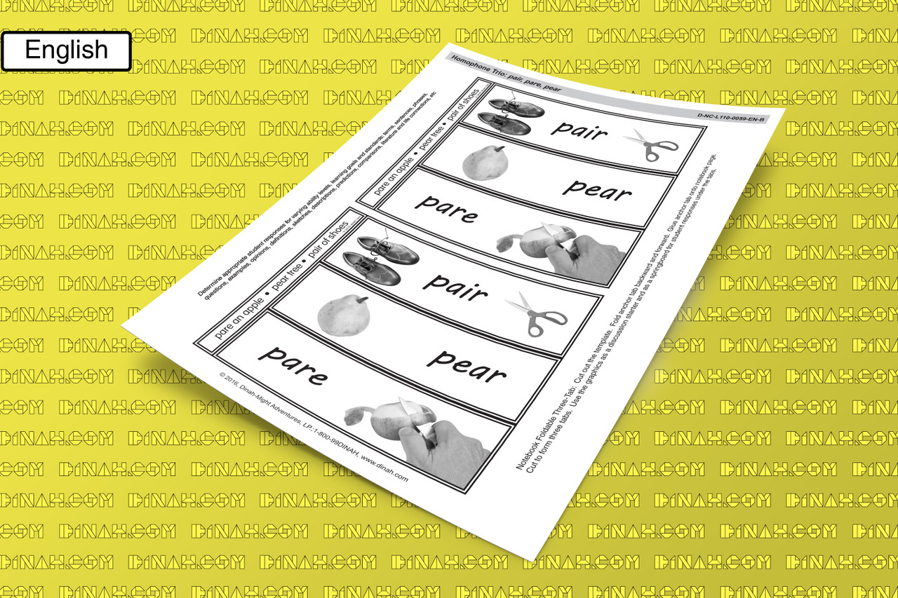 D-NC-L110-0059-EN-B-Homophone trio: pair, pare, pear