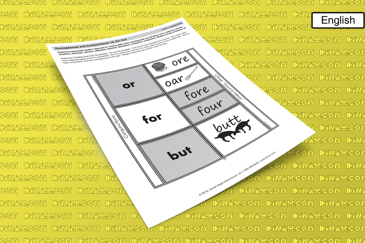 D-NC-L110-0042-EN-B-Homophones and conjunctions: or, for, but