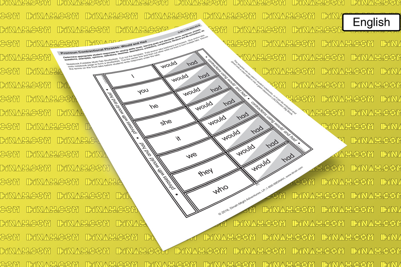 D-nc-l109-0022-en-b pronoun contractional phrases would and had