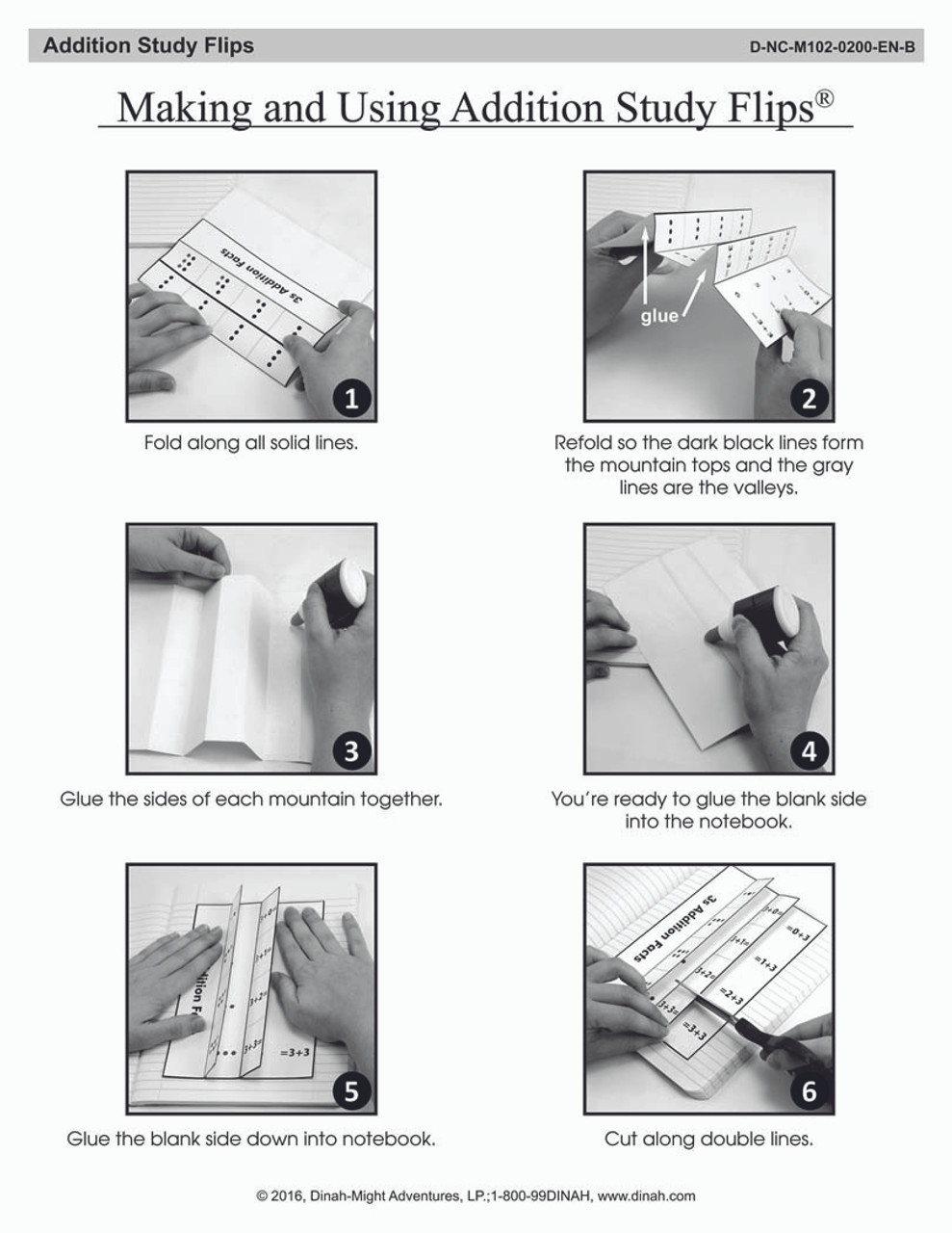 Addition study flips instruction page-small