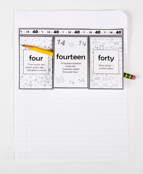 D-NC-L109-0053-EN-B-Confusing number words: four, fourteen, forty notebook