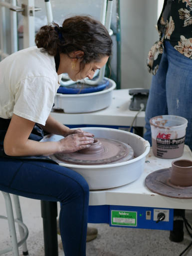 Learn to throw on the pottery wheel, take a private class or come