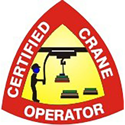 "CERTIFIED CRANE OPERATOR" hard hat sticker, 25/pk