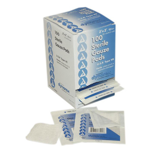 First Aid Only 3-102 2"X2" Sterile Gauze Pads, 100/BX