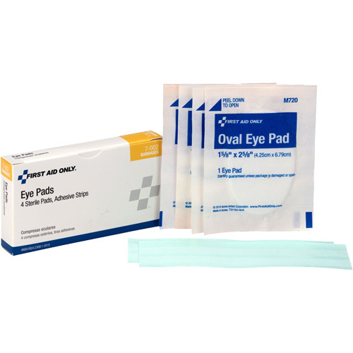 First Aid Only 7-002 Sterile Eye Pads and Adhesive Strips, 4/bx